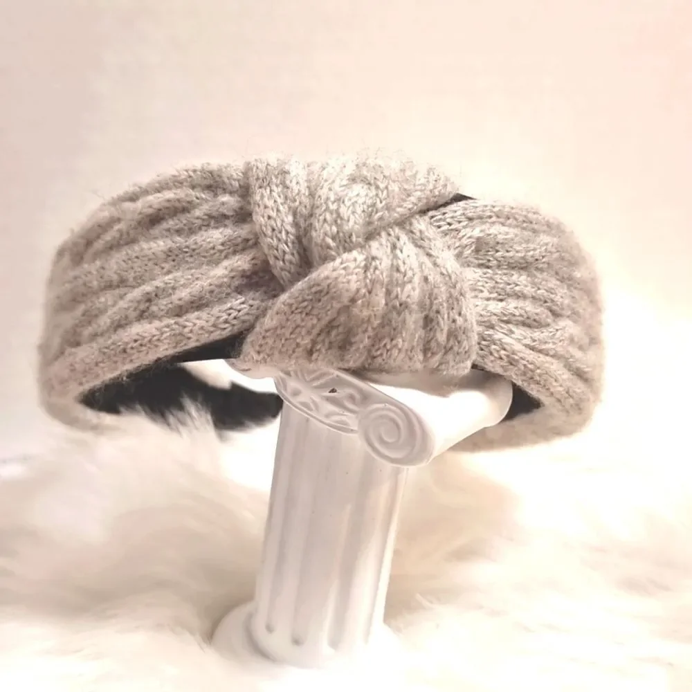 CABLE RIBBED SWEATER KNIT HEADBAND light grey